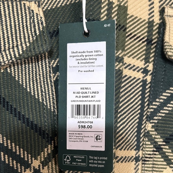 Alpine Design Men's Beige and Green Plaid Jacket - Picture 3 of 5